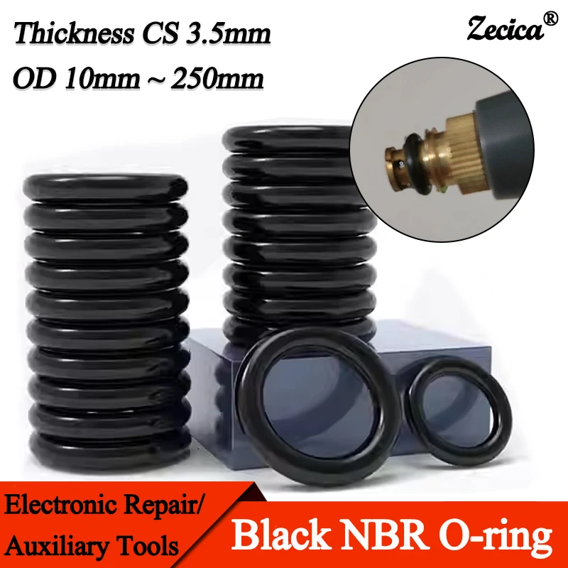 

10/50Pcs Black CS 3.5mm OD 10mm~285mm Nitrile Butadiene Rubber NBR Oil O-ring High Temperature Resistant O Ring Sealing Gasket