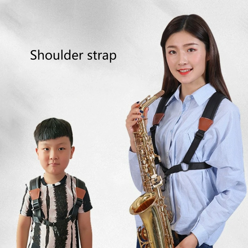 Saxophone Double Shoulder Strap Length Adjustable Shoulder Harness Neck Strap image 2