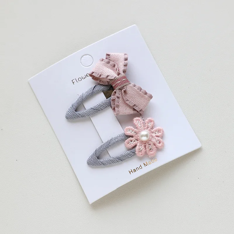 2Pcs/lot Floral Embroidery Hair Clips Kids Hair Accessories BB Clips Baby Hairgrip Girls Barrettes Children Hairpins