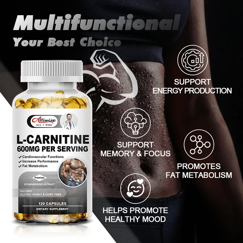 Alliwise L-carnitine weight capsules support for burning fat energy growth muscle promote metabolism exercise supplementation