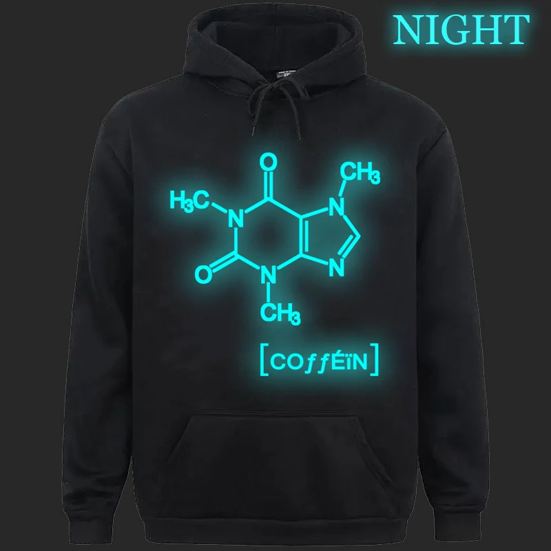 Autumn Men Coffee Chemical Molecules Hoodies Long Sleeves Oversized Pullovers Fashion Chemistry Lover Luminous Sweatshirts Men