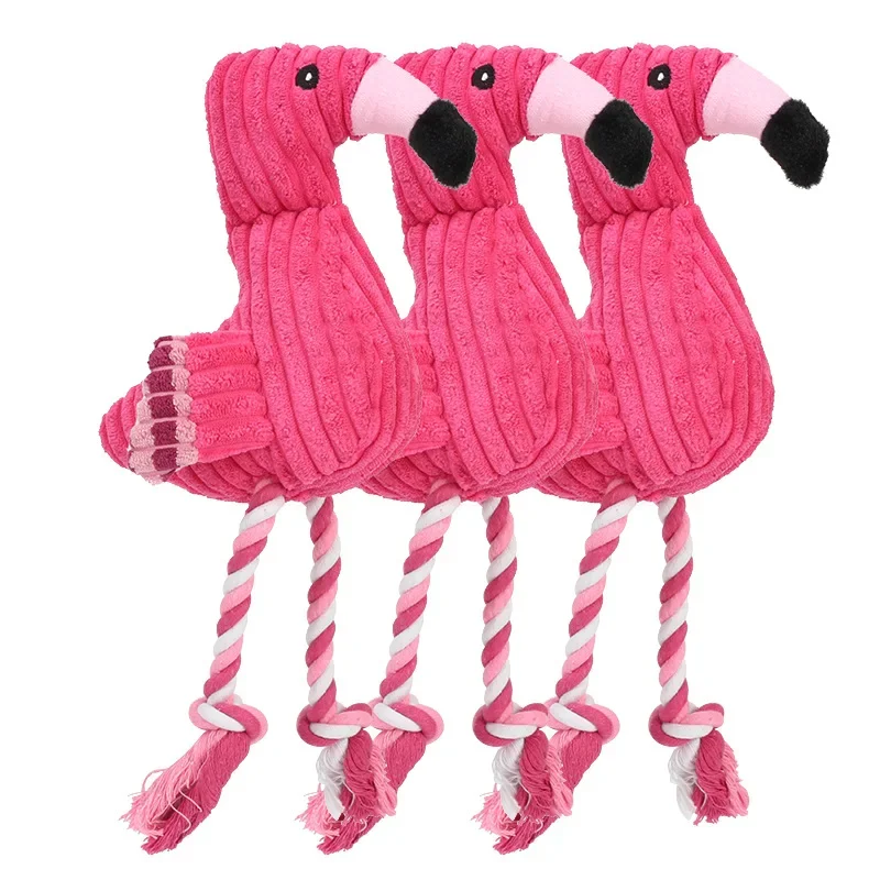 Pet Dogs Cute Plush Flamingo Bite Chew Toys Chihuahua/Yorkshire/Bulldog/Pug/Corgi Small Dog Interactive /Squeaky Sound Toy