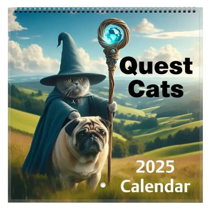 2025 Medieval Cat Wall Calendar With Funny Illustration Weird Medieval Exploration Cat Calendar For Planning Schedules