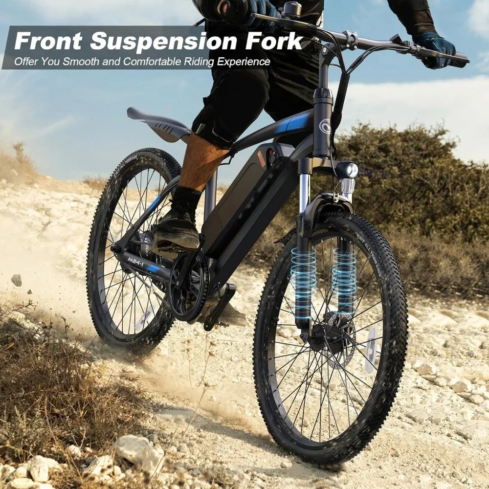 l Electric Bike, 350W 20MPH Commuter Ebike With 36V Removable Battery, 24'' Electric Mountain Bike With Front Fork Suspension L