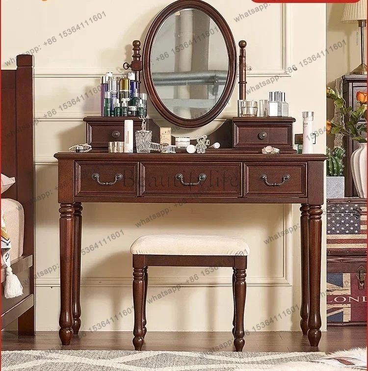 

American French retro all-solid wood dresser bedroom modern simple small apartment makeup table furniture