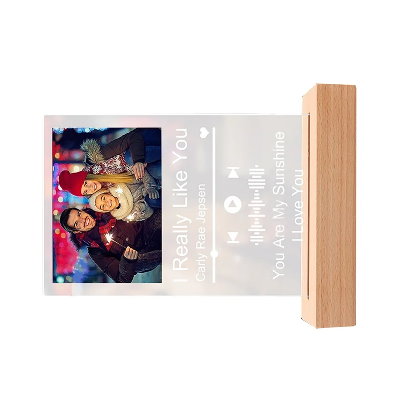 LED Night Light Personalized Acrylic Spotifys Music Photo Plaque Mother S Day Gift Photo Frame For Couples