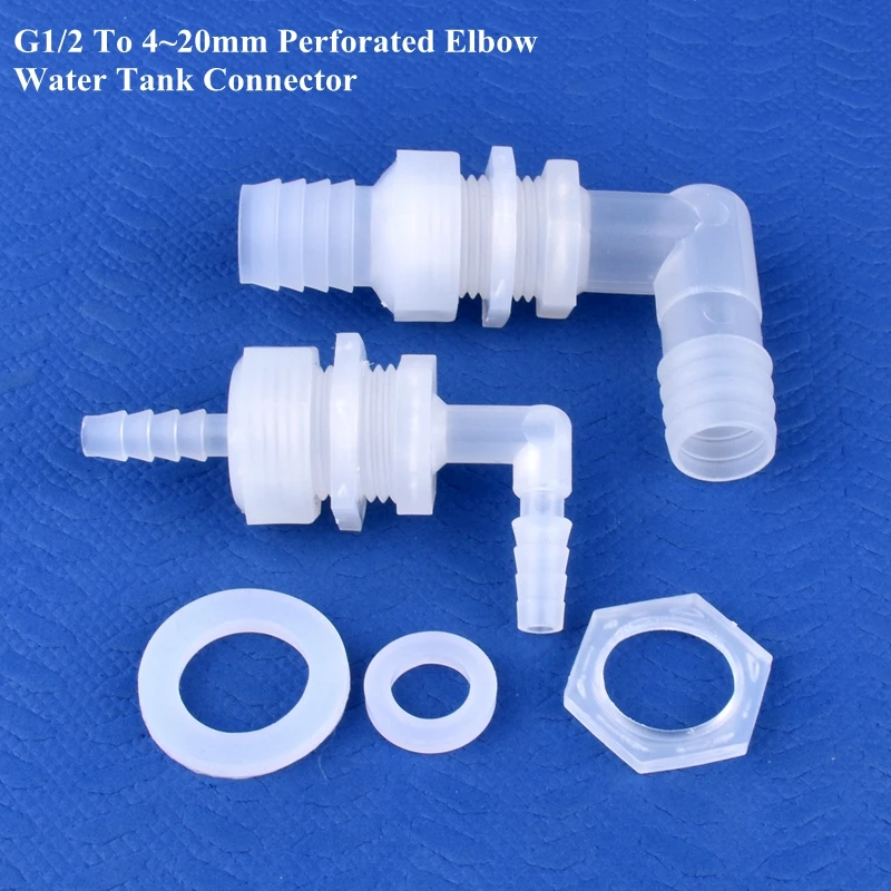 1~50pcs Perforated Elbow Connector G1/2 To 4~20mm Aquarium Fish Tank Air Pump Hose Joint Garden Irrigation Water Pipe Connector