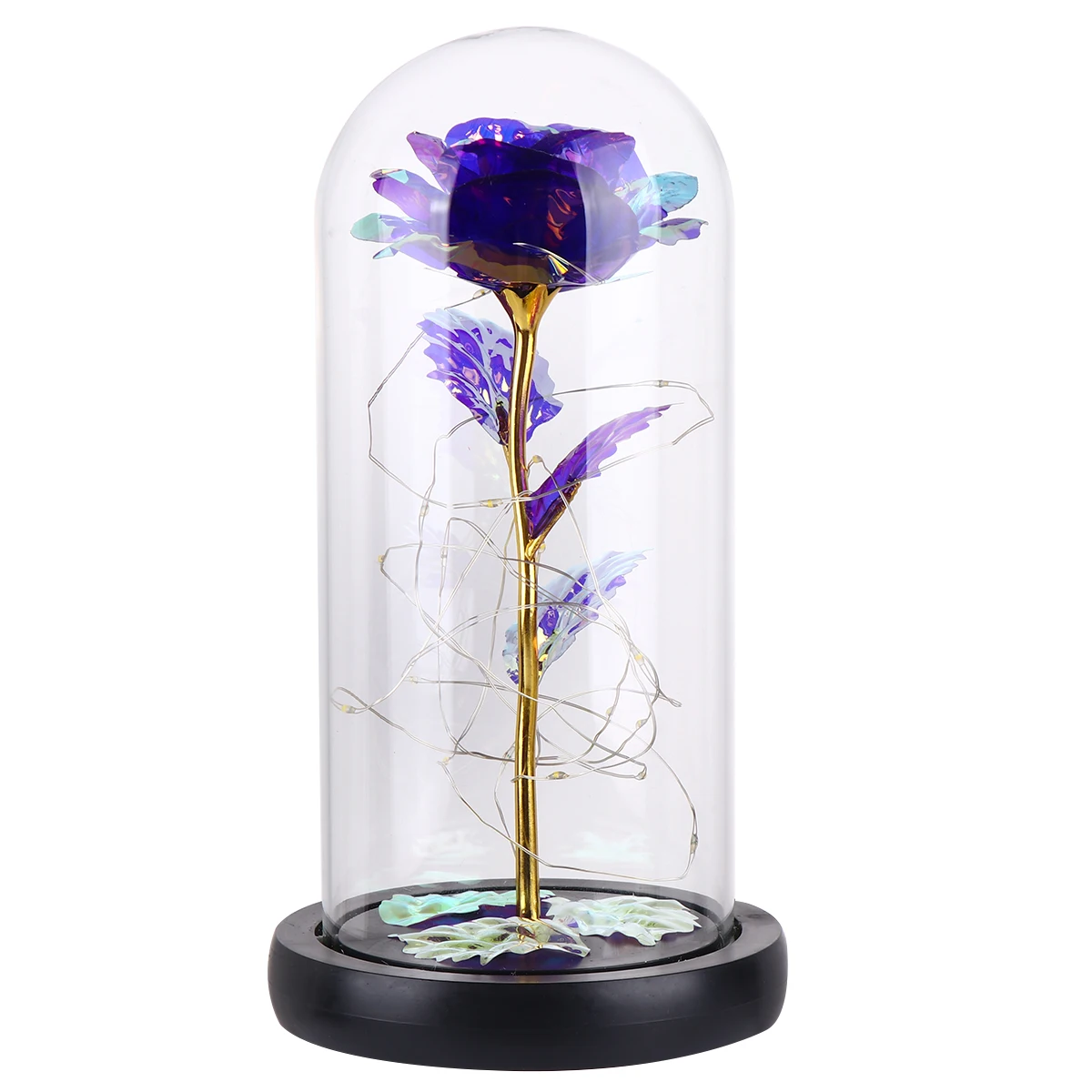 

Gold Foil Ornament LED Dome Glass Night Light Glass Rose Night Light Valentine Gift Artificial Flower Home Decor