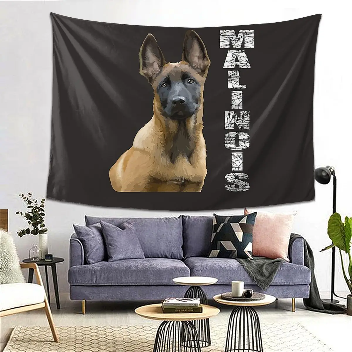 

Belgian Shepherd Dog Malinois Tapestry Decor Art Aesthetic Tapestries for Living Room Bedroom Home Wall Cloth Wall Hanging