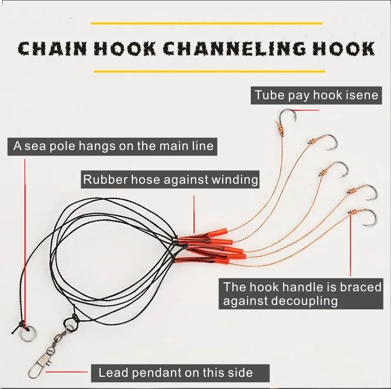 حار بيع المضادة لللف سلسلة الحصان القوية هوك 12 #   عالية الكربون الصلب سلسلة هوك المضادة للانزلاق الصيد الملحقات