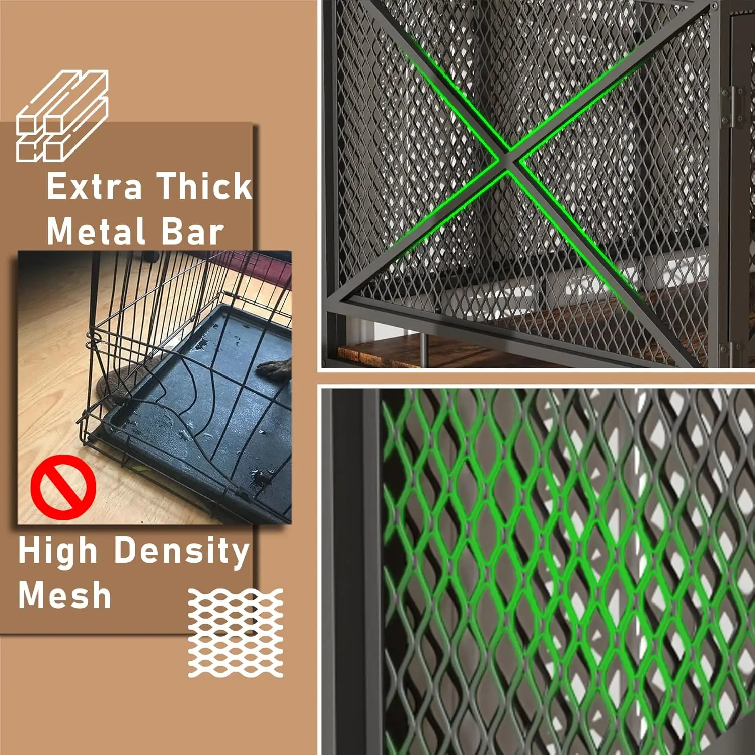 أثاث صندوق الكلاب، بيت الكلب لسلالة صغيرة ومتوسطة وكبيرة، صندوق كلب زاوية كبير عالي التحمل مقاس 43 بوصة، قفص الحيوانات الأليفة الداخلي