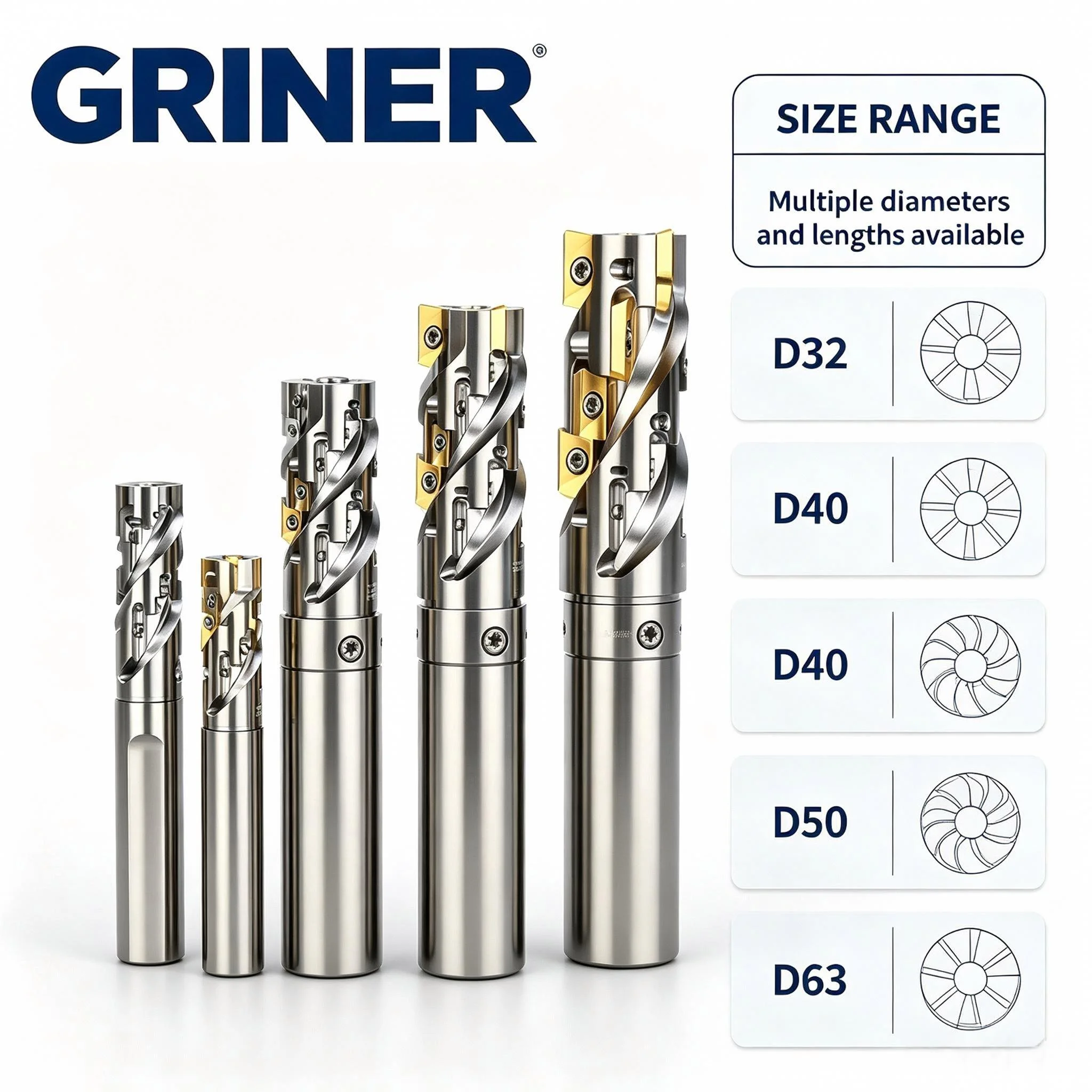 GRINER Indexable Corn Milling Tool Holder BAP300R BAP400R Spiral Rough Milling Shank For APMT1135 APMT1604 Carbide Inserts