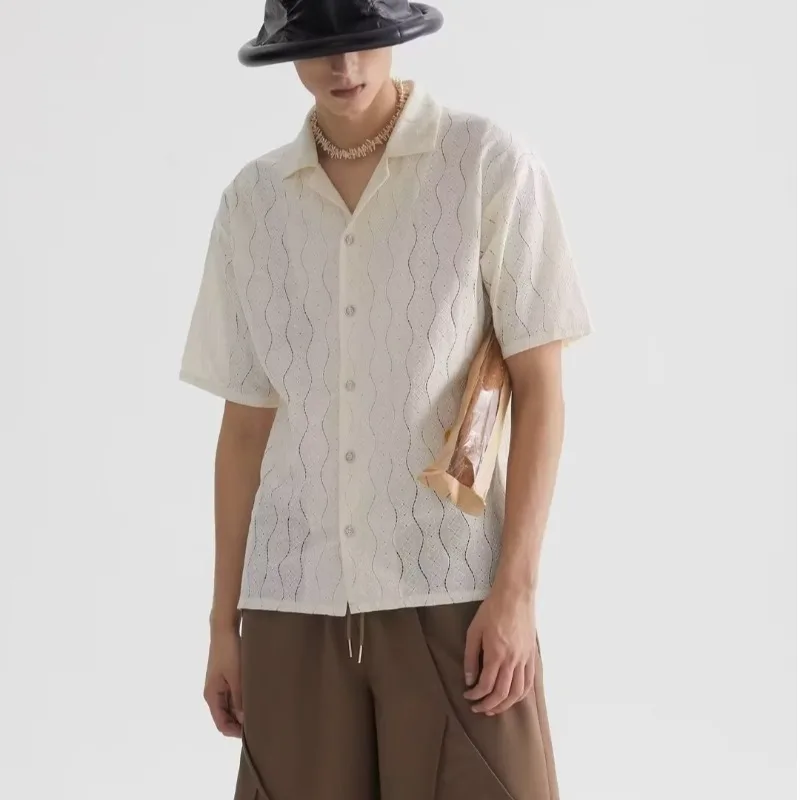 Cuban Collar Design Sense Niche Vintage Short-sleeved Flower Shirt Men's Couple Vintage Loose Beach Shirt