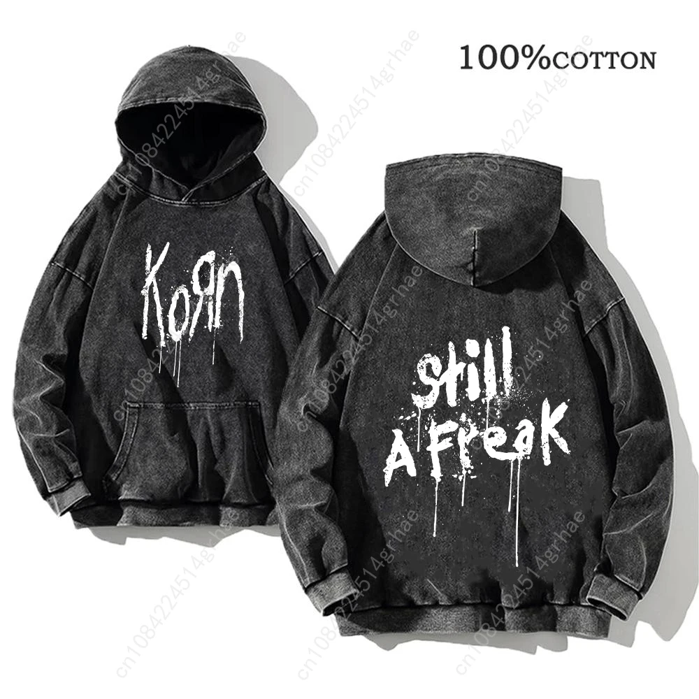 Korn Rock Band 월드 투어 후드 빈티지 워시 남성용 스웨터 코튼 힙합 streetwear 후드 풀오버 루즈 y2k 탑스