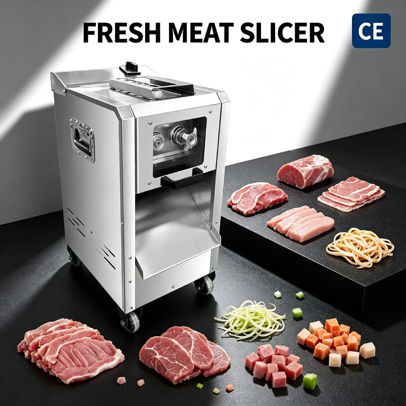 Commercial Vertical Electric 2200W Stainless Steel Fresh Meat Processing Device For Canteen And Restaurant Meat Slicer