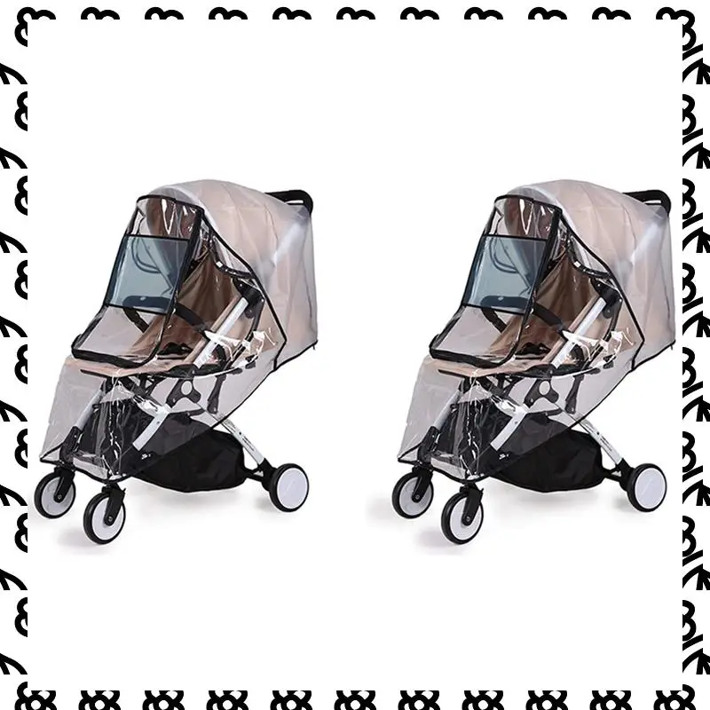 A07I 2X Stroller Rain Cover Universal, Baby Travel Weather Shield, Windproof Waterproof, Protect From Dust Snow