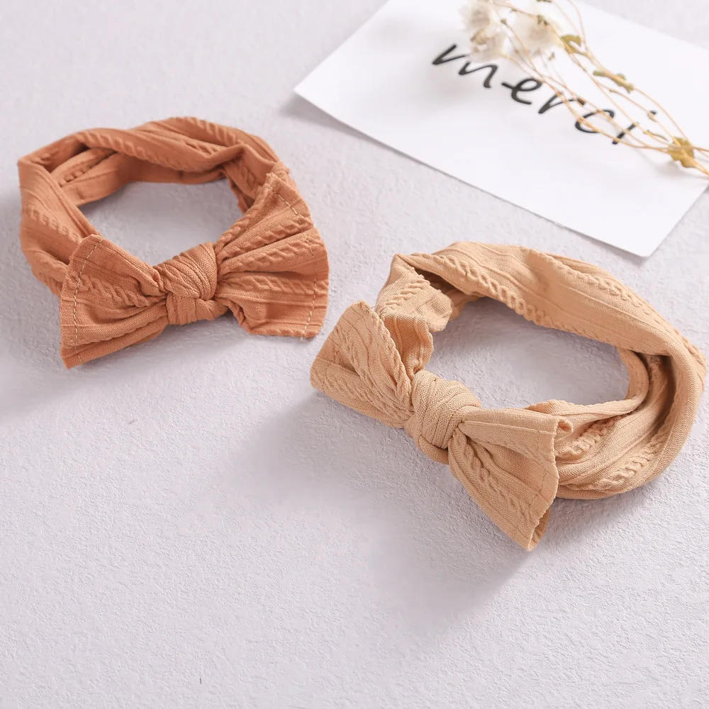 5 Colors Cable Bow Baby Headband for Child Bowknot Headwear Cables Turban for Kids Elastic Headwrap Baby Hair Accessories