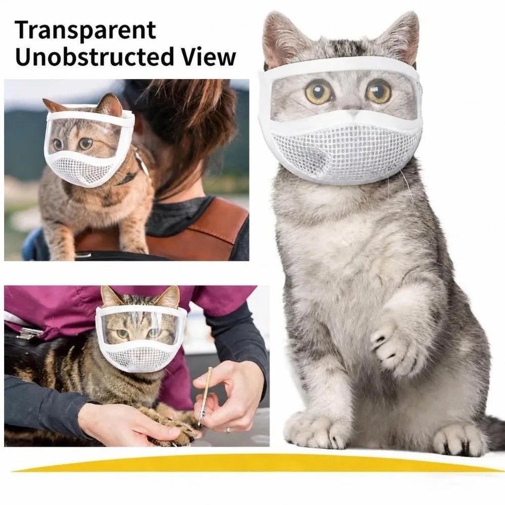 High Quality Portable Cat Mouth Cover Breathable Transparent Mask Anti Bite Safety Protective Cover Puppy Kitten