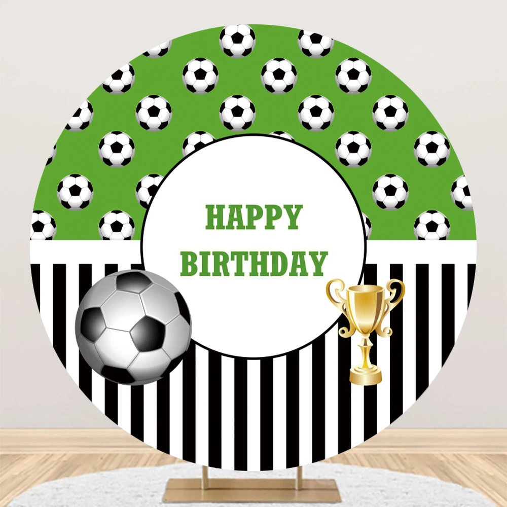Cerchio rotondo photography sfondo calcio calcio trofeo tema ragazzini bambino 1a festa di compleanno sfondo personalizzato Photocall