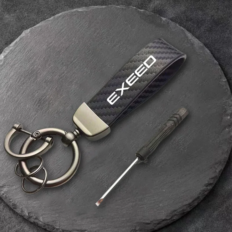 موضة الجلود/ألياف الكربون سيارة المفاتيح سبائك معدنية حلقة رئيسية لشيري Exeed TXL TX VX LX 2021 2022 -2024 المفاتيح اكسسوارات