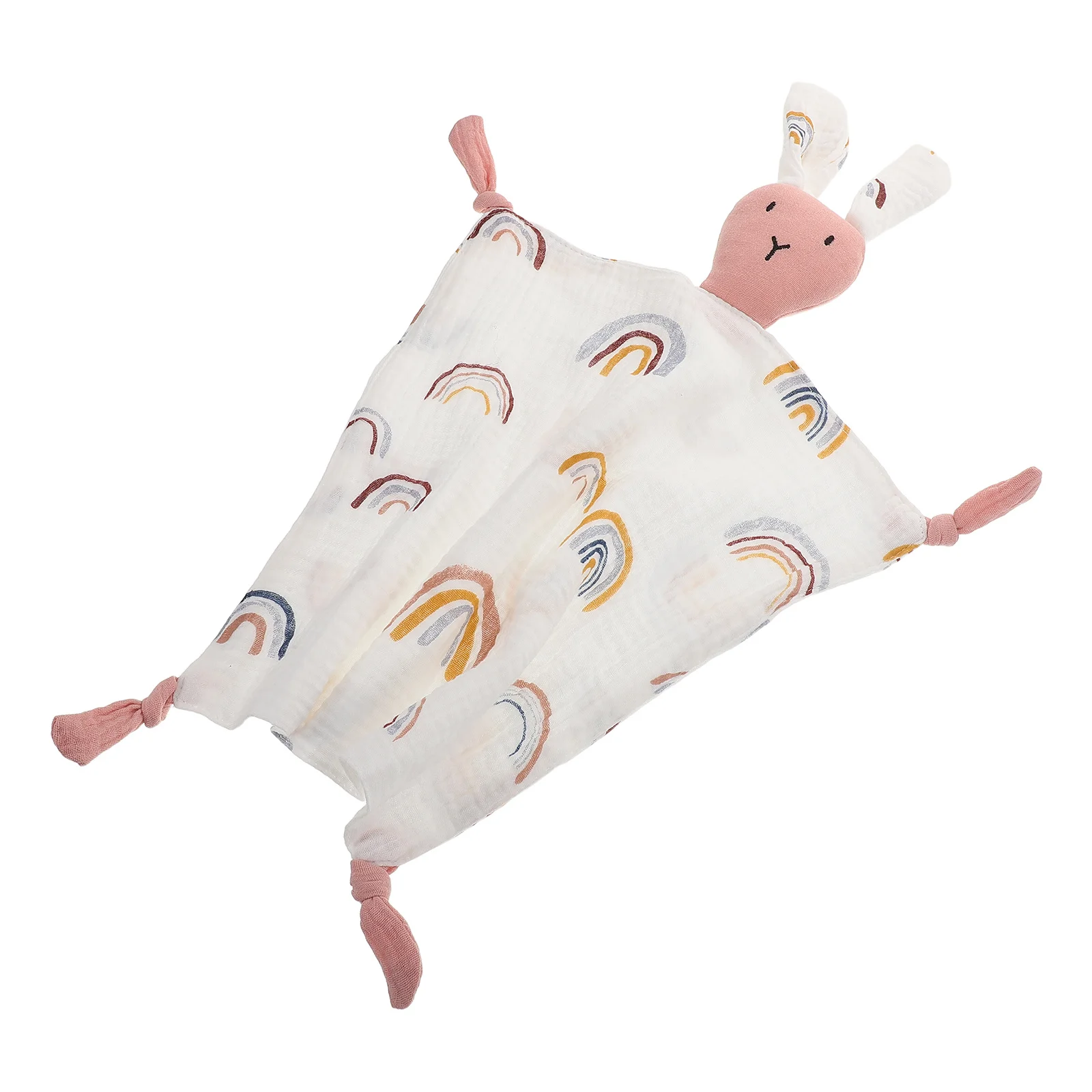 

Cute Rabbit Shaped Baby Muslin Blanket Soft Cotton Gauze Soothing Towel for Infants Colorful Rainbow Pattern Nap Time Bedtime