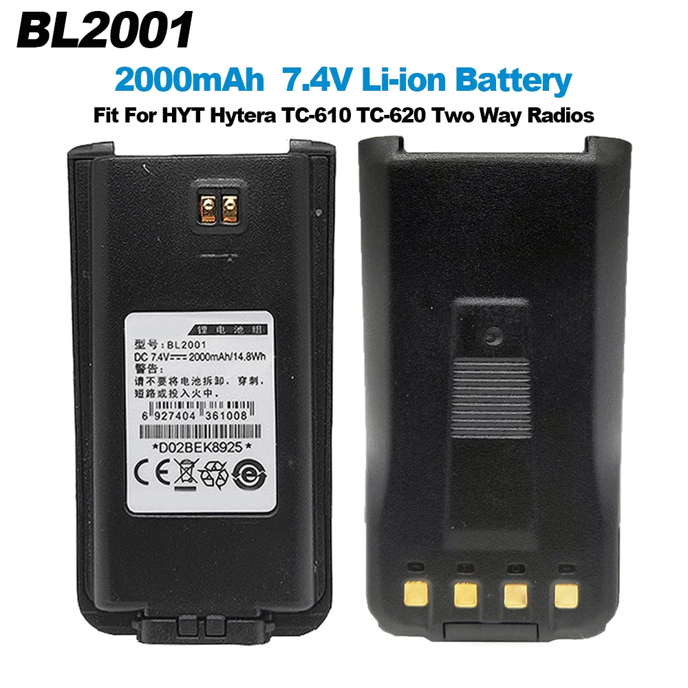 

BL2001 Walkie Talkie Li-ion Battery 2000mAh DC7.4V For HYT Hytera TC-610 TC-620 Two Way Radios Replacement Battery TC610 TC620