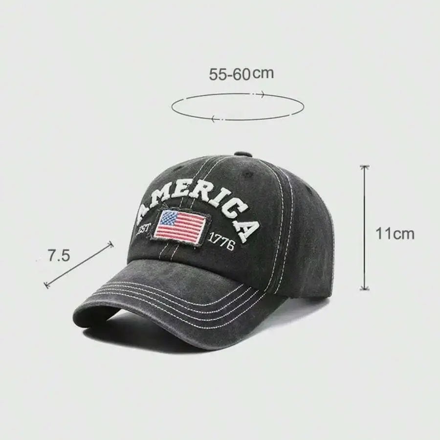 

3D Embroidered America 1776 Flag Baseball Cap Casual Outdoor Sun Hat