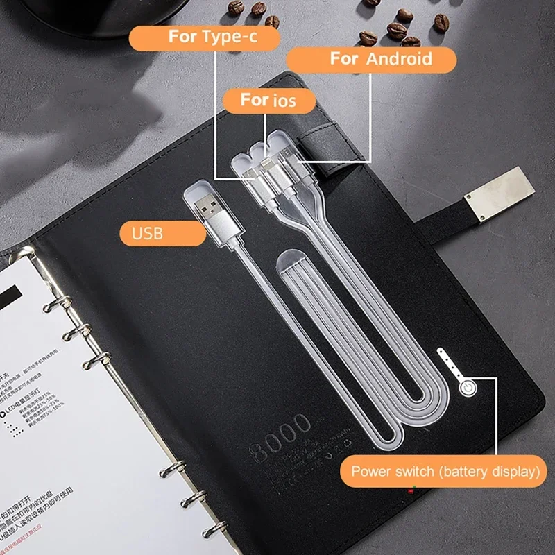 สมาร์ทโน้ตบุ๊คไร้สายชาร์จ 8000mAh แหล่งจ่ายไฟสําหรับนักออกแบบนักเรียนธุรกิจบันทึกบันทึกบลูทูธการเขียน Notepad