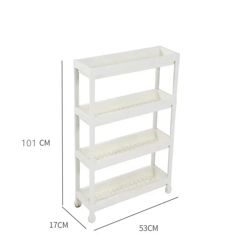 Simple Floor-to-ceiling Multi-layer Shelf, Kitchen Clamp Storage Organizer, Bathroom Crack Rack with Wheels，Tall Storage Shelf