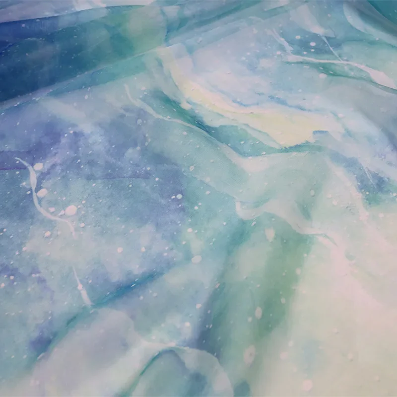 Starry Sky Gradient Chiffon Fabric Dream Rainbow Color Polyester Material for DIY Hanfu Dance Dress Costume Sewing Craft