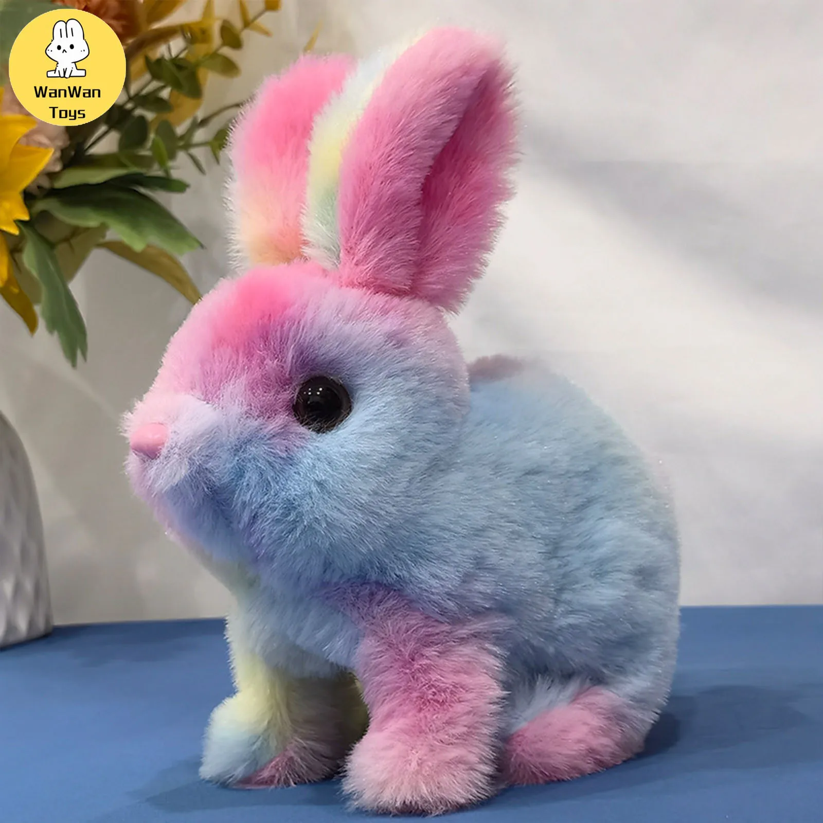 Simulating Pet Plush Electric Black-Eyed Camouflage Rabbit Can Jump And Call Kids To Play With Pet Electric Toys