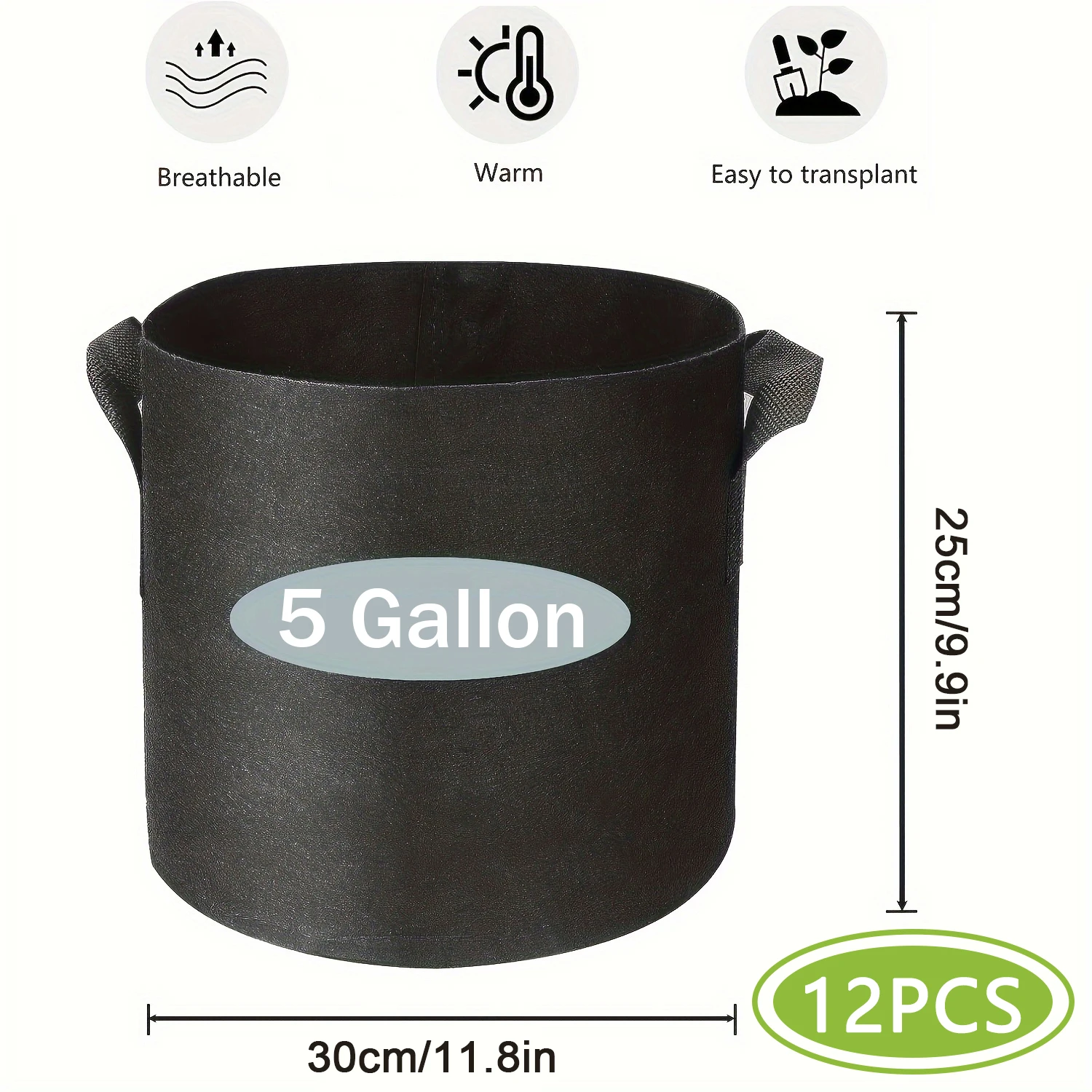 10 Gallon kweekzakken voor groenten/bloemen/planten, 5 Gallon aëratie-textiel potten met handvatten, textiel potten voor planten, tuin cadeau