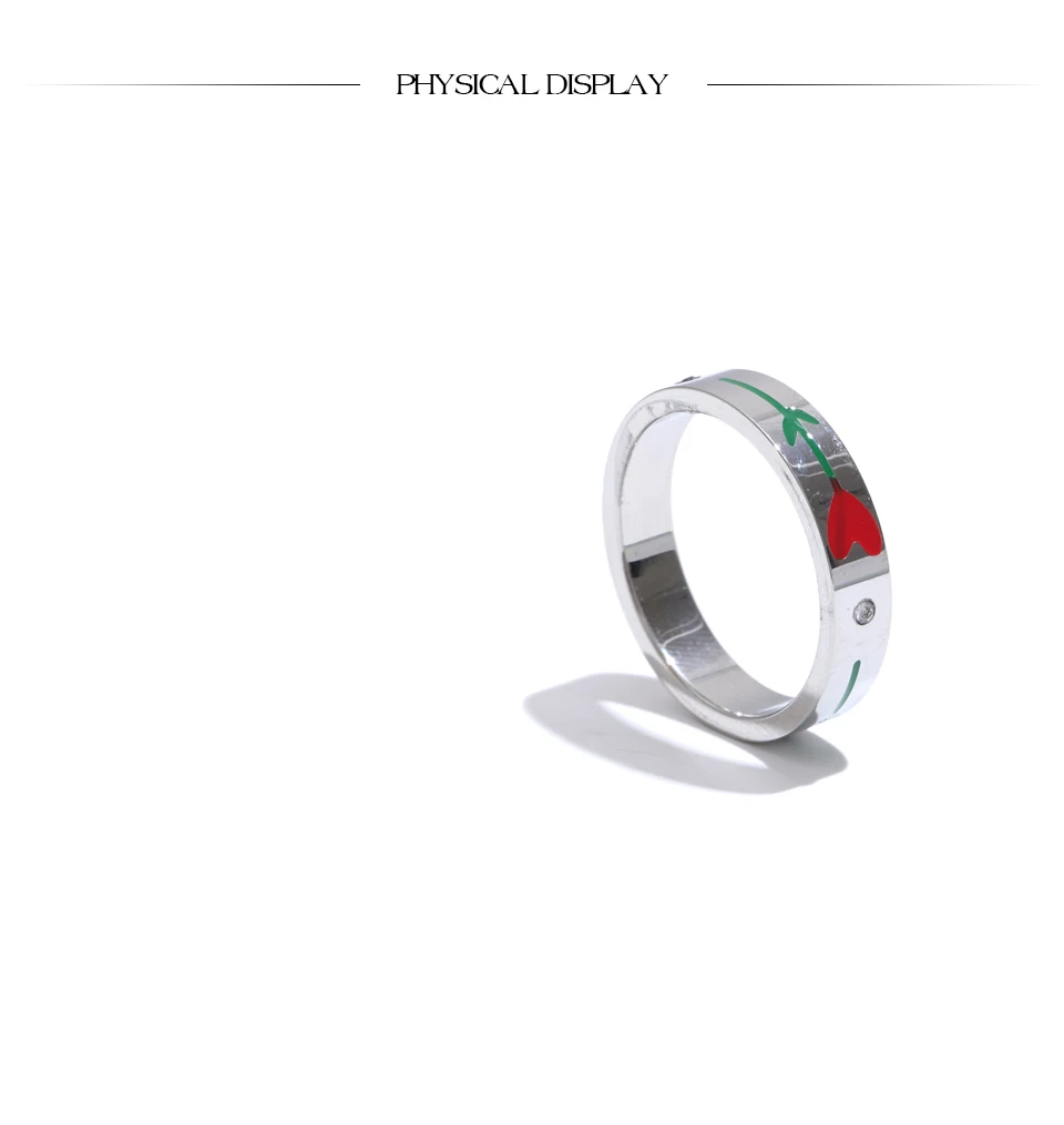 Yhpup # Edelstahl Emaille Blume Farbe Retention Mode Ring Neue Stil Wasserdicht Charme Exquisite Schmuck Großhandel – Detail 7
