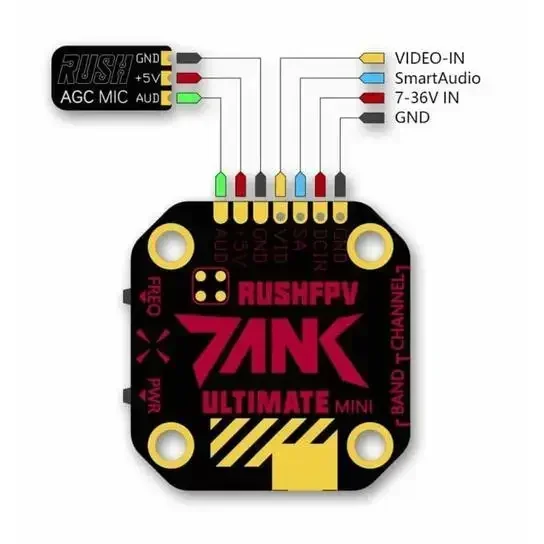 Future Flight RUSHFPV TANK ULTIMATE MINI VTX 20X20mm 5.8G 48CH 800mW Trasmettitore video FPV regolabile 2-8S per droni FPV