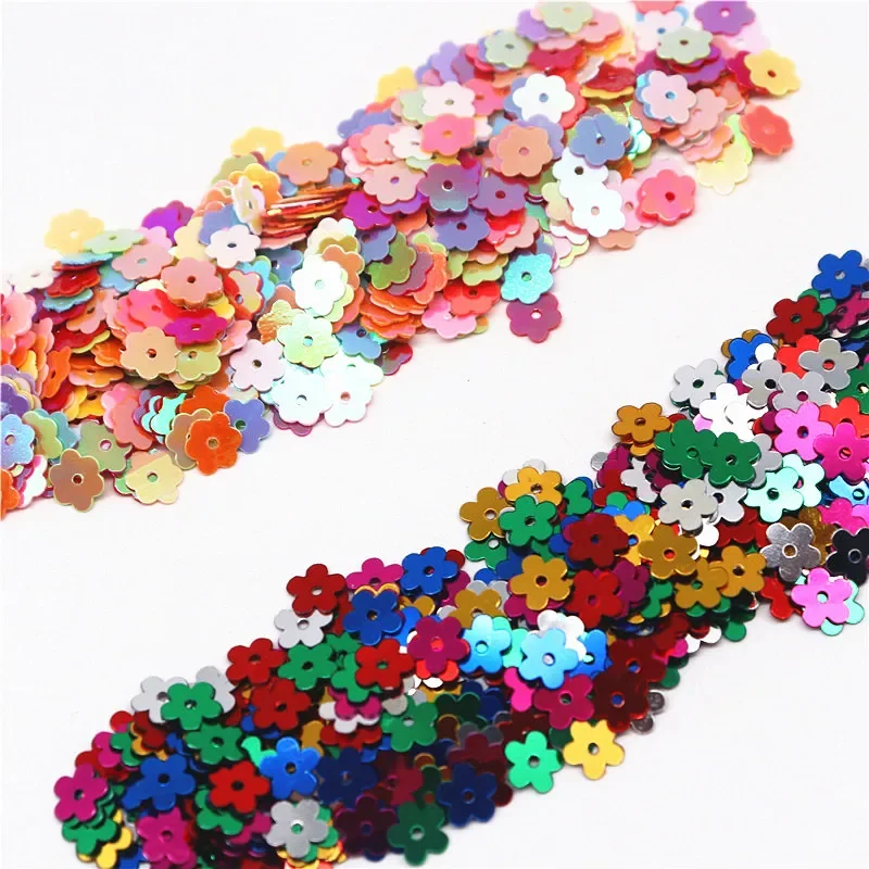 6mm Flower Sequins PVC Flat Plum Blossom Shape Loose Nail Art Sequins Paillettes Sewing Craft DIY Scrapbooking 10g