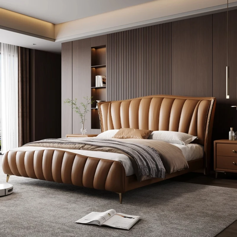 

Luxury Modern Bed Design Wooden Sofa Headboards Bedroom Simple Massage Bed Sleeping Leather Letto Matrimoniale Home Furniture