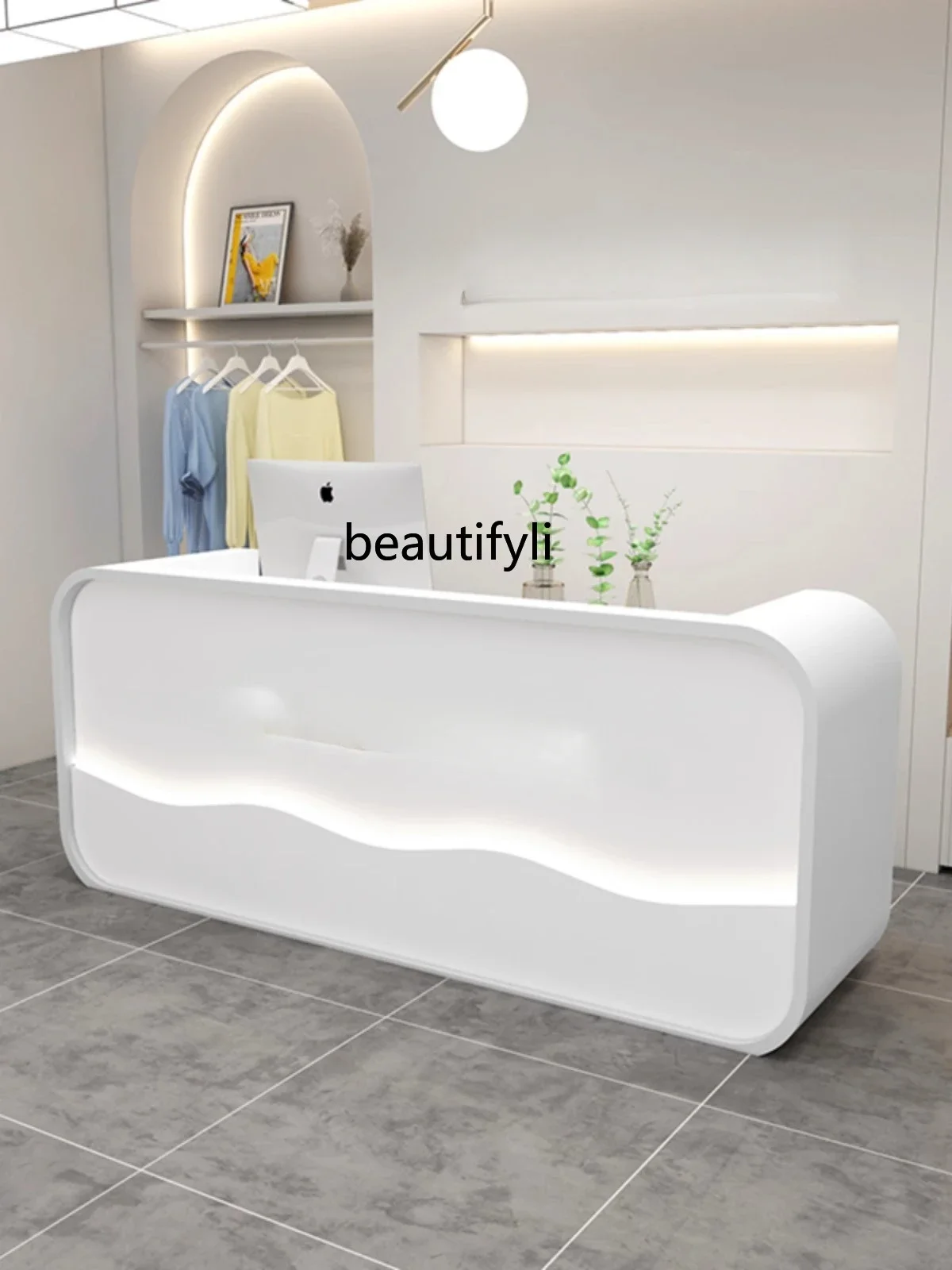 Light luxury style clothing store cashier counter beauty salon shop modern reception mother and baby shop bar table