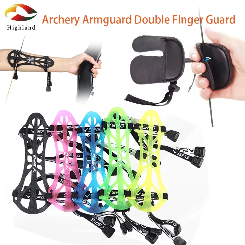 TPE Material Bow Hand Guard Black Arrow Finger Guards Double Leather Finger Guards Archery Arm Guard Finger Guard Set