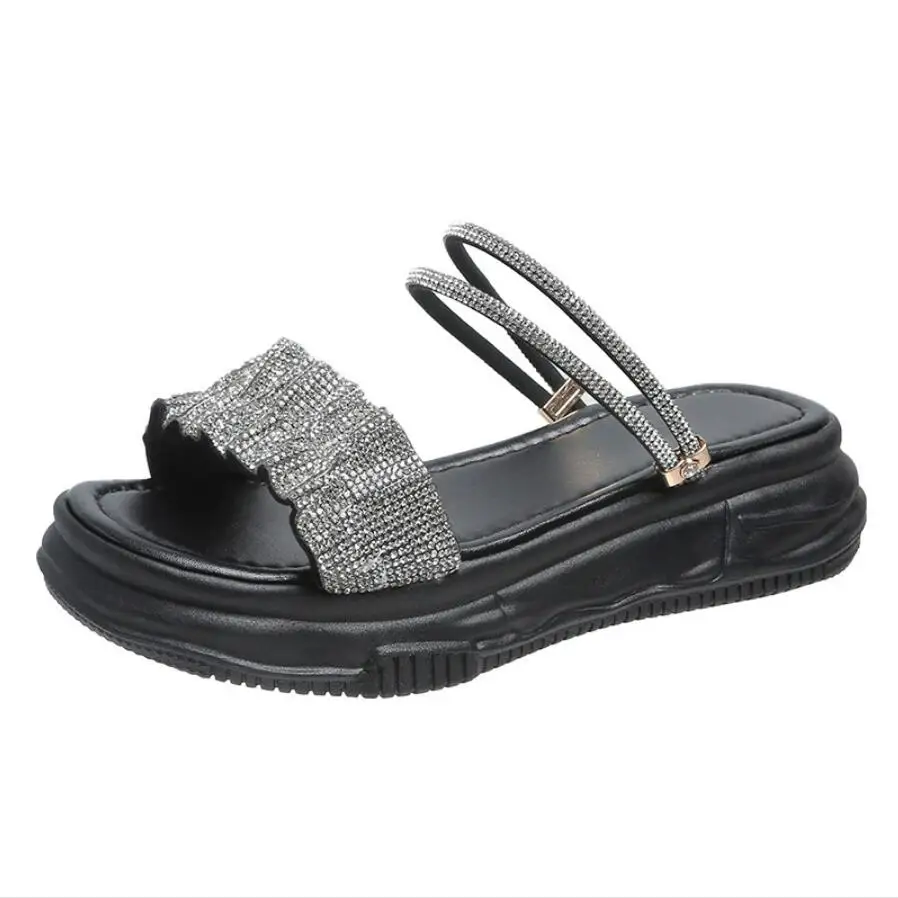 Chanclas de cuña para mujer y niña, Sandalias de tacón antideslizantes para exteriores, zapatos de playa informales transpirables, novedad