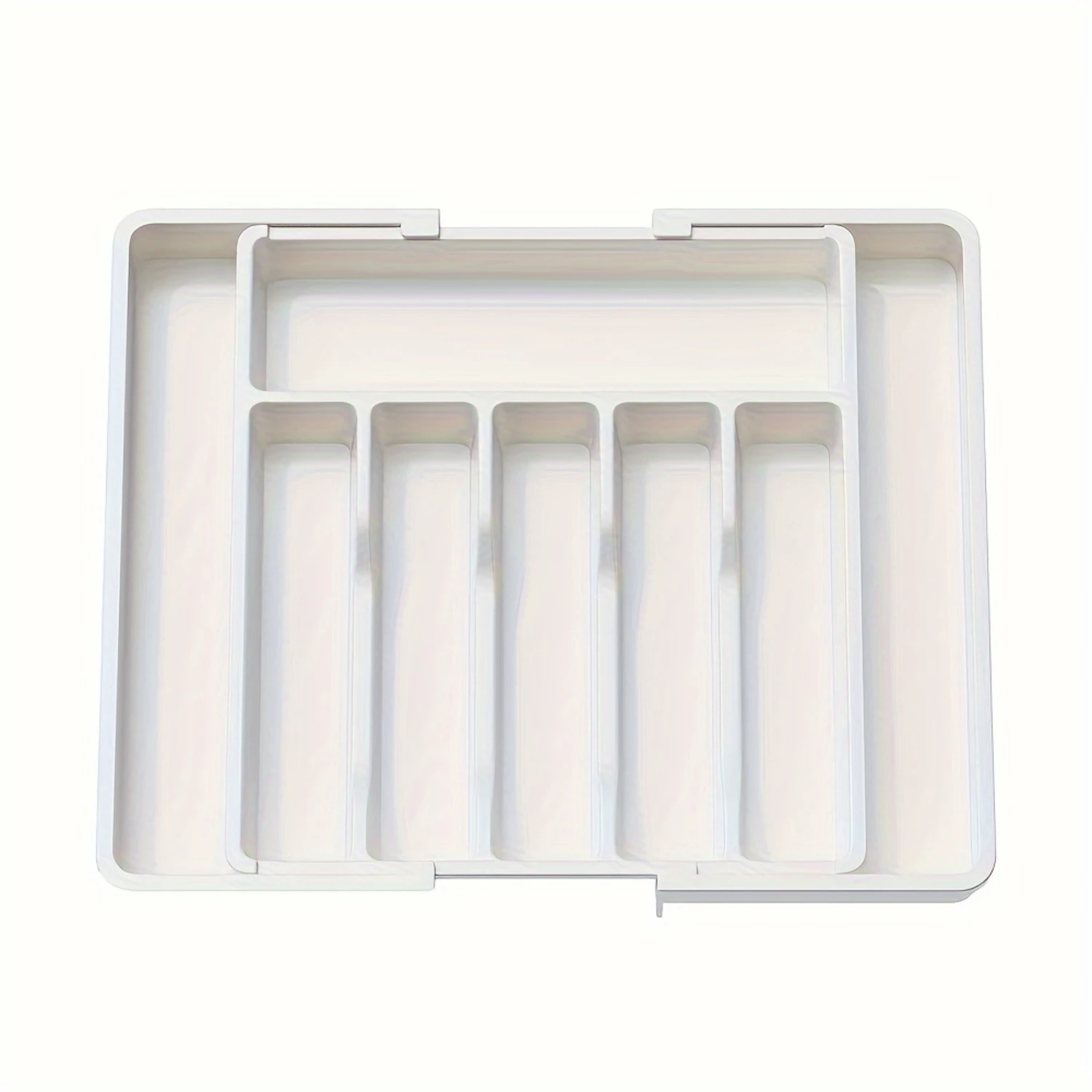 Adjustable Flatware Drawer Organizer Tray - Expandable Silverware Holder Insert - BPA-Free Plastic Utensil Caddy - Kitchen Cutle