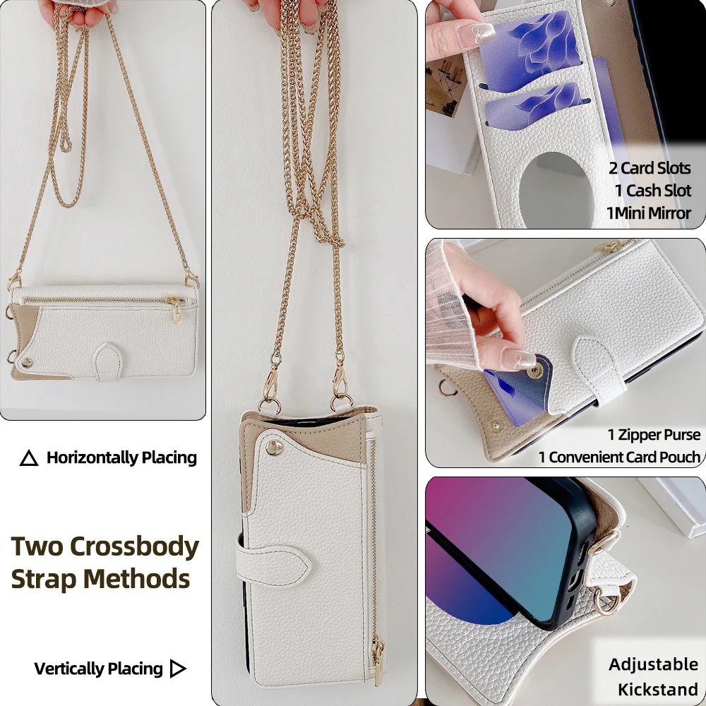 Phone Case for Samsung Galaxy A56 A36 A26 5G A25E A06 A16 A15 A25 Crossbody Wallet Case Cover with Long Lanyard Flip Shell