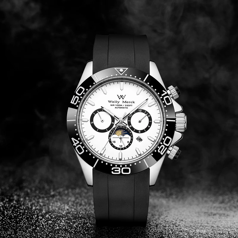 ساعة WM ساعات آلية أوتوماتيكية مقاومة للماء كلاسيكية كاجوال لرجال الأعمال ساعة Welly Merck WM151M