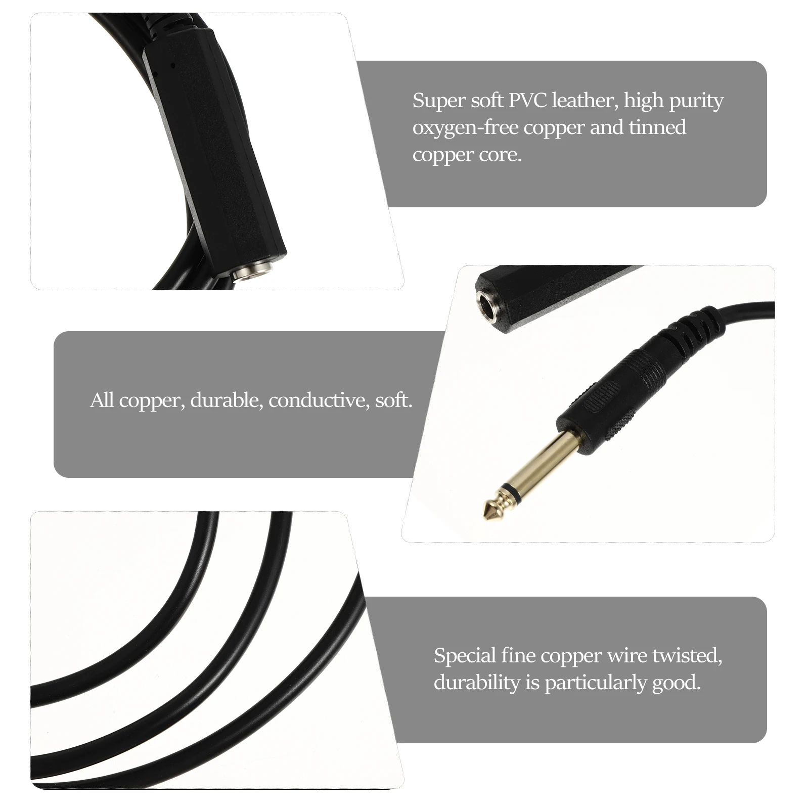 

1pc Audio Extension 6.35Mm Guitar Line For Guitar Connection Durable Balanced Cable Flexible Black Cable For Weddings Parties