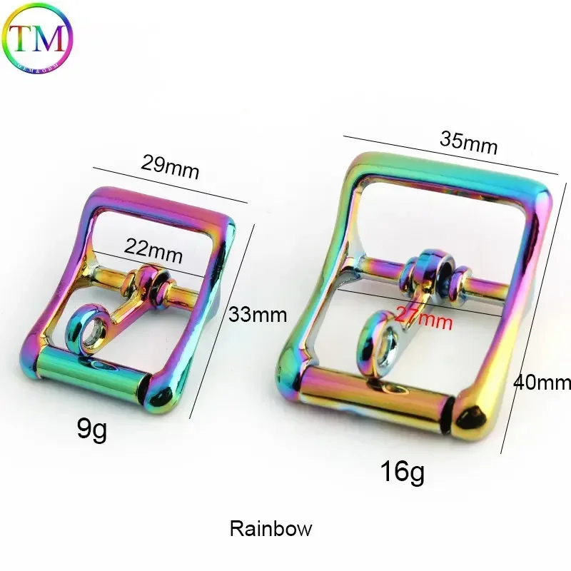 16mm 20mm 25mm 38mm Rainbow Metal Belt Buckles Adjustable Slide Strap Clasp Roller Single Pin Buckle For Bags Accessories