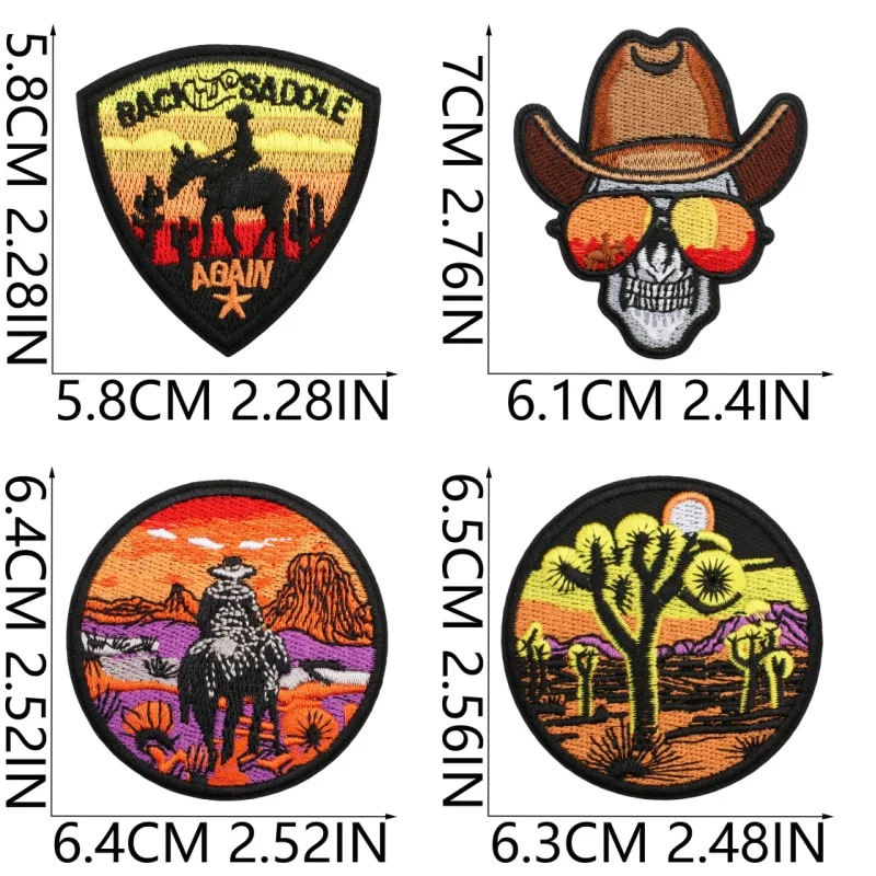 40pcs/lot New West Cowboy Embroidered Patches Applique for Clothing DIY  Iron on/ Sew on Patches Stripes Stickers