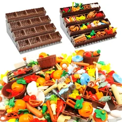 Food Building Blocks City Friend Accessories Bread Chips Roast Chicken Pizza Hot Dog Fish Fruit Carrot Basket Classic MOC Bricks