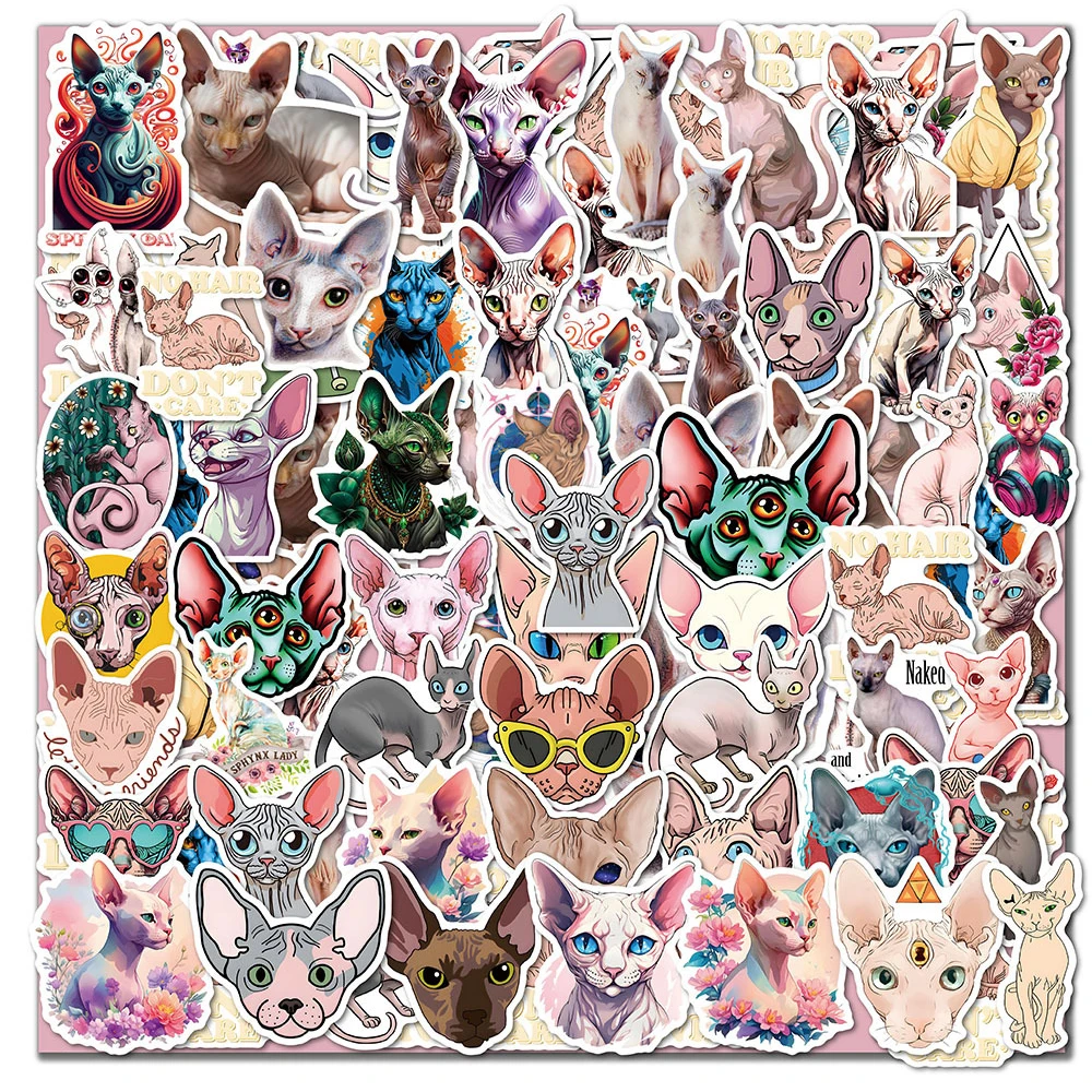 

10/30/50pcs Funny Sphinx Cat Animal Stickers Cartoon Graffiti Decals DIY Motorcycle Notebook Guitar Car Waterproof Sticker Decor