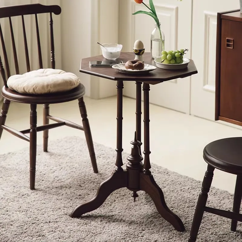 DSA medieval octagonal table solid wood retro small coffee table sofa balcony side coffee table