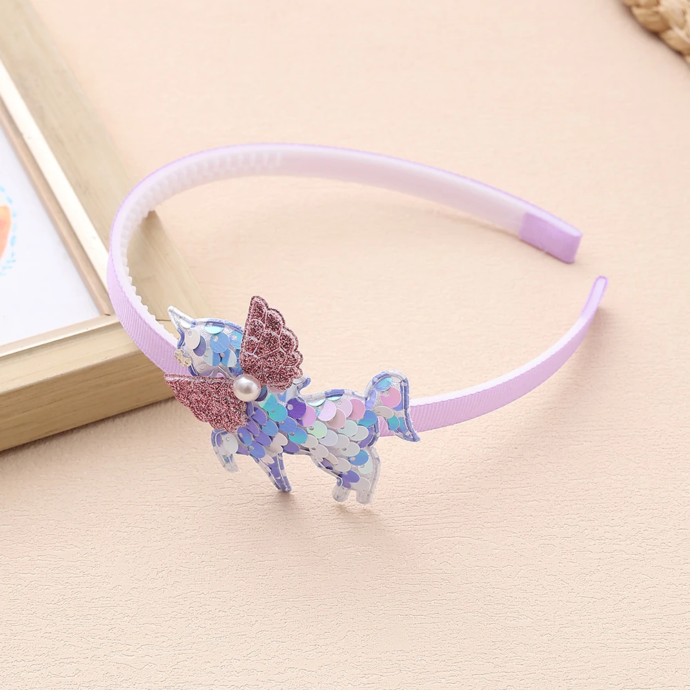 

1pcs Girl Sequin Unicorn Hairbands Handmade Color Party Headbands Kids Headwear Cartoon Head Hoop Photo Props Accessories