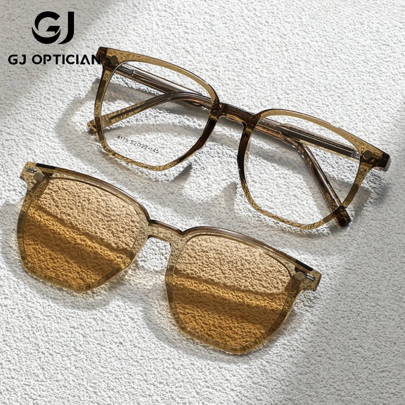 

GJ OPTICIAN пластиковые титановые поляризационные солнцезащитные очки для мужчин и женщин, оправа для рисовых ногтей, очки по рецепту для чтения, очки с защитой от синего света